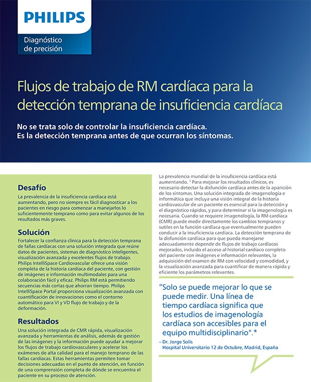 Portada del artículo de Philips sobre las soluciones de imágenes cardiacas para gestionar la detección temprana de la insuficiencia cardiaca (Descargar .pdf)