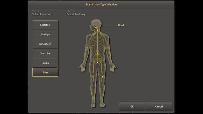 Configuración personalizada del examen del dolor