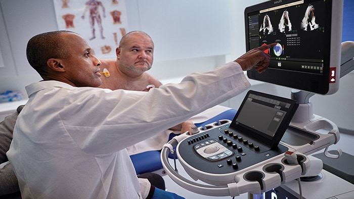 Using AI technology to enhance assessment of heart function through cardiac ultrasound image analysis.